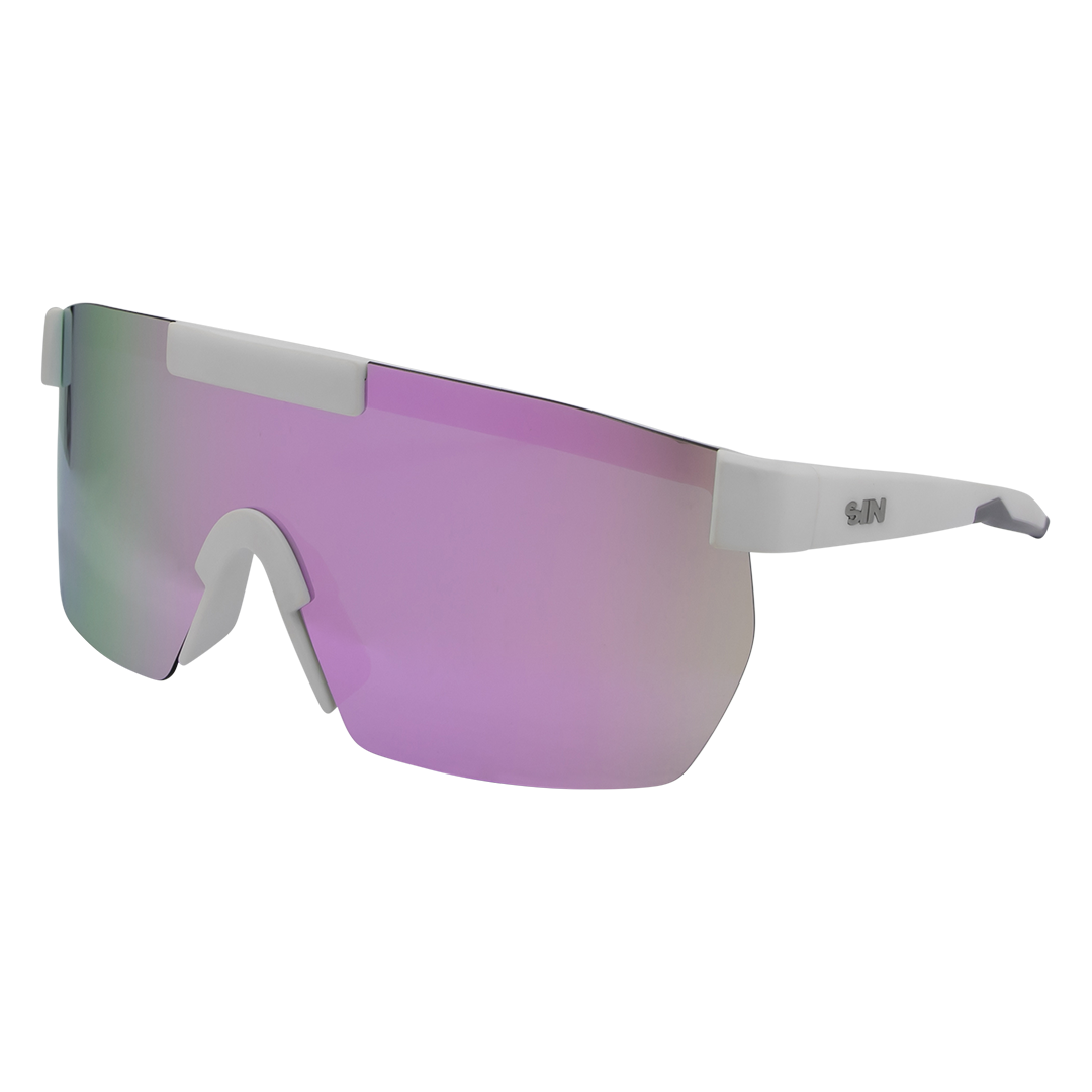 Paradigm Polarised Mirrored White Shield Sunglasses made of recycled plastic
