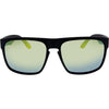 Peccant Black Rectangle Sunglasses with green matte lenses front view