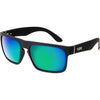 Peccant Polarised Black Rectangle Sunglasses with Blue Lens made of premium TR-90 material