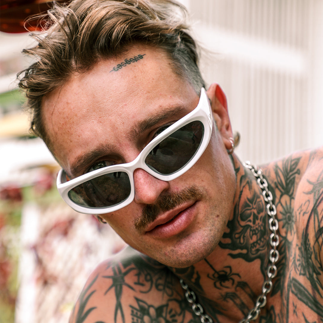 White wrap around sunglasses store
