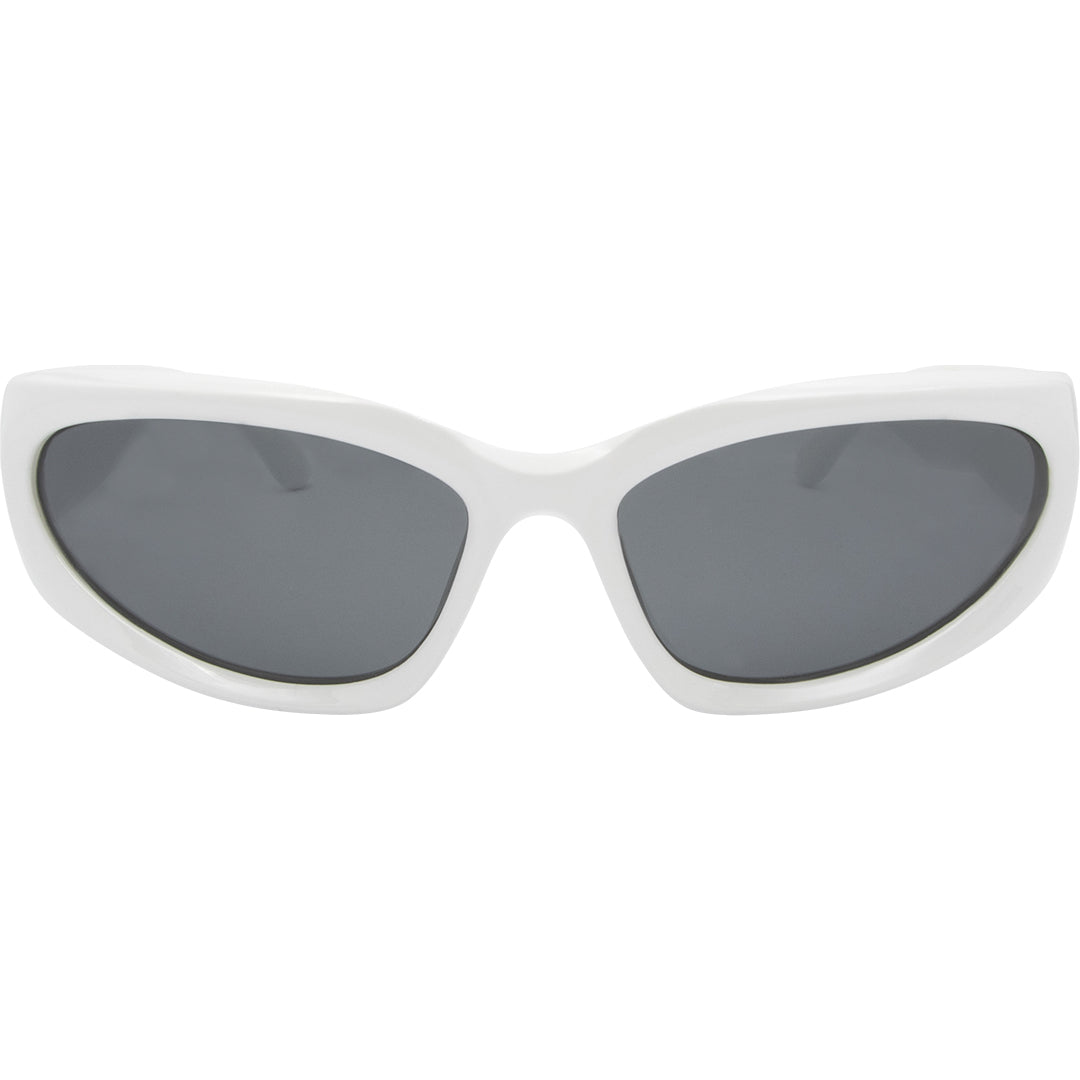 Reefer Polarised Wrap Around Sunglasses with White Frame front view