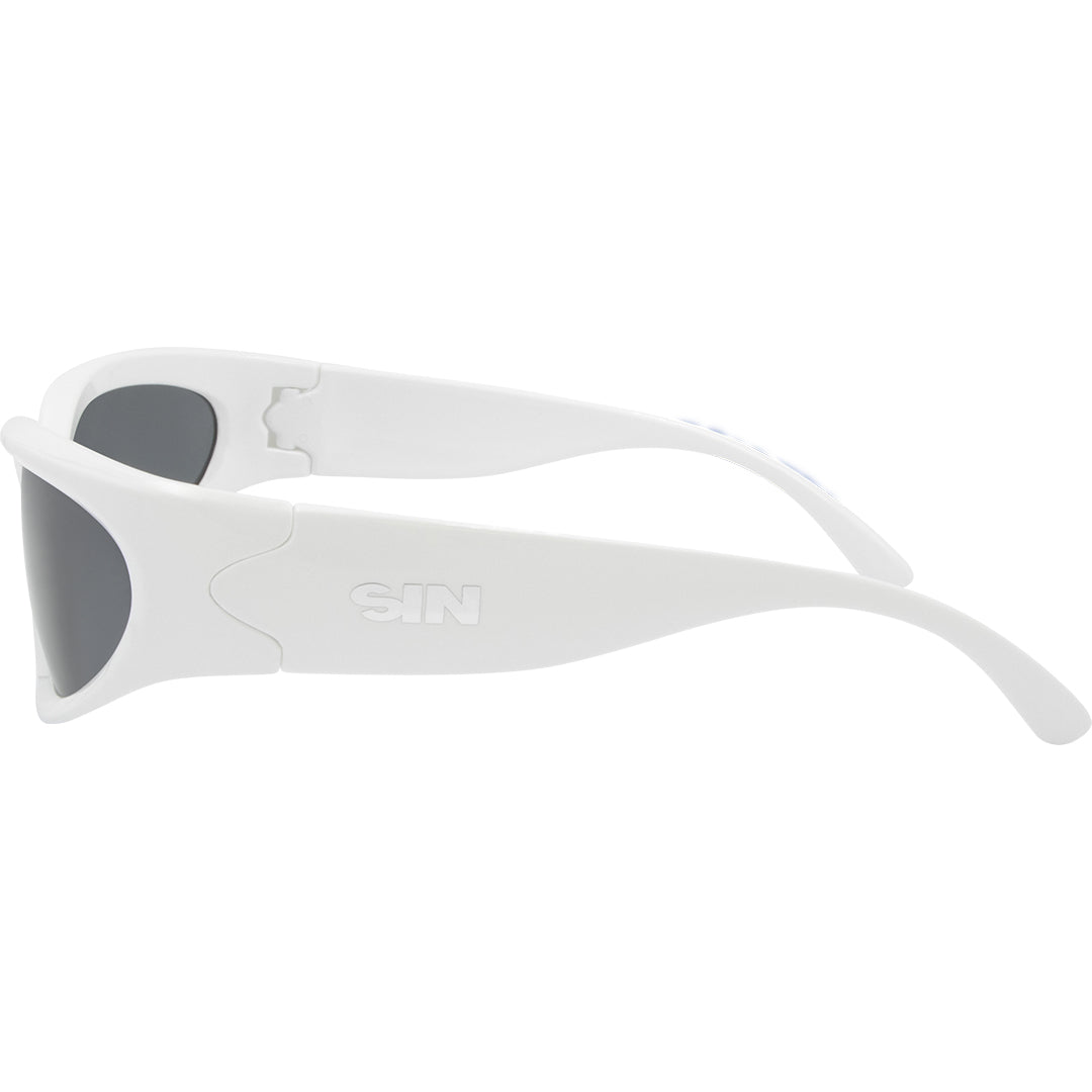 Reefer Polarised Wrap Around Sunglasses with White Frame left view