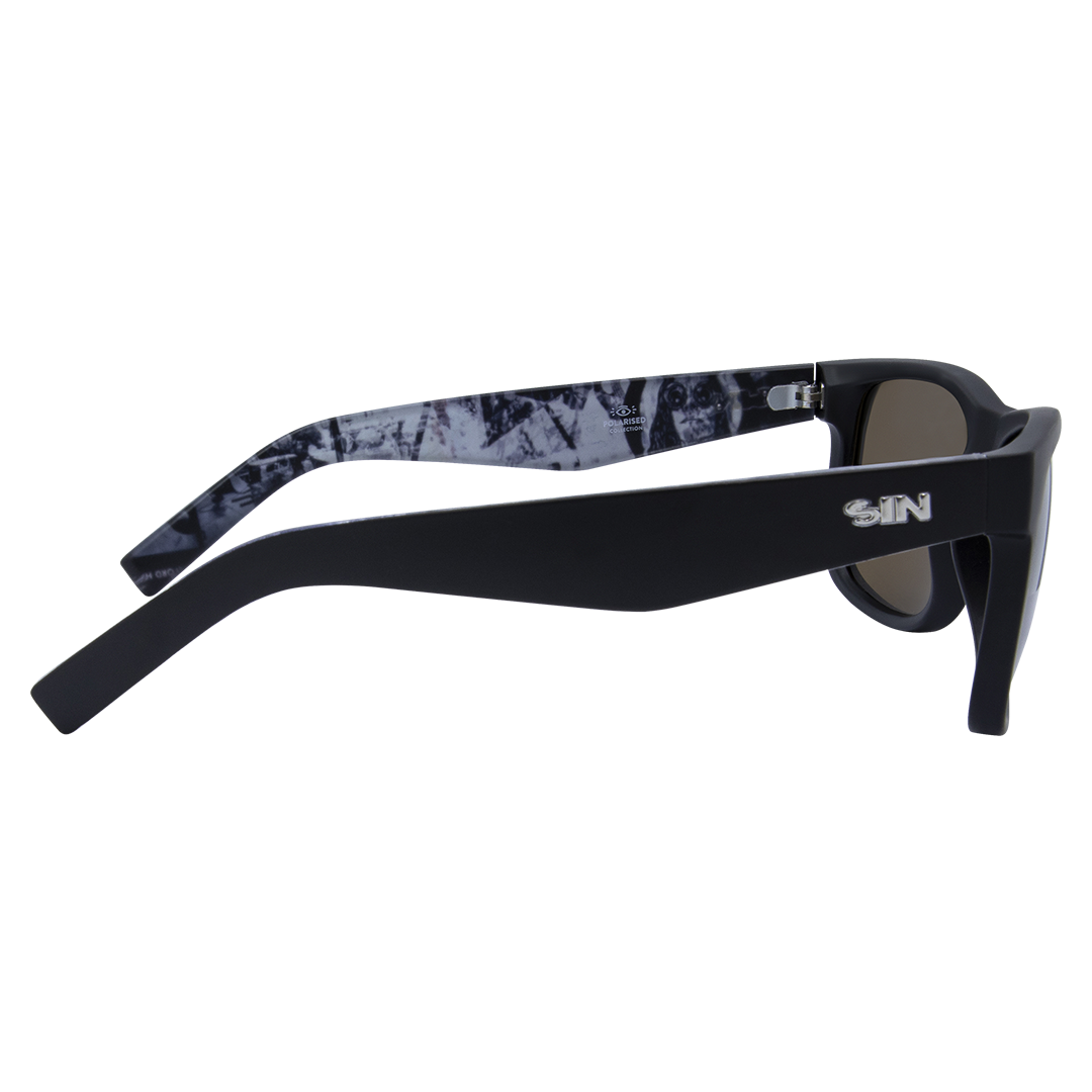 Riot Polarised Rectangle Sunglasses with Black Frame and Brown Lens right view