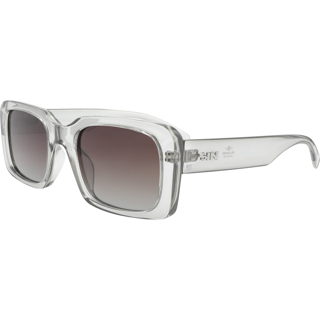 Rocker Polarised Grey Rectangle Sunglasses with Brown Lens front left view