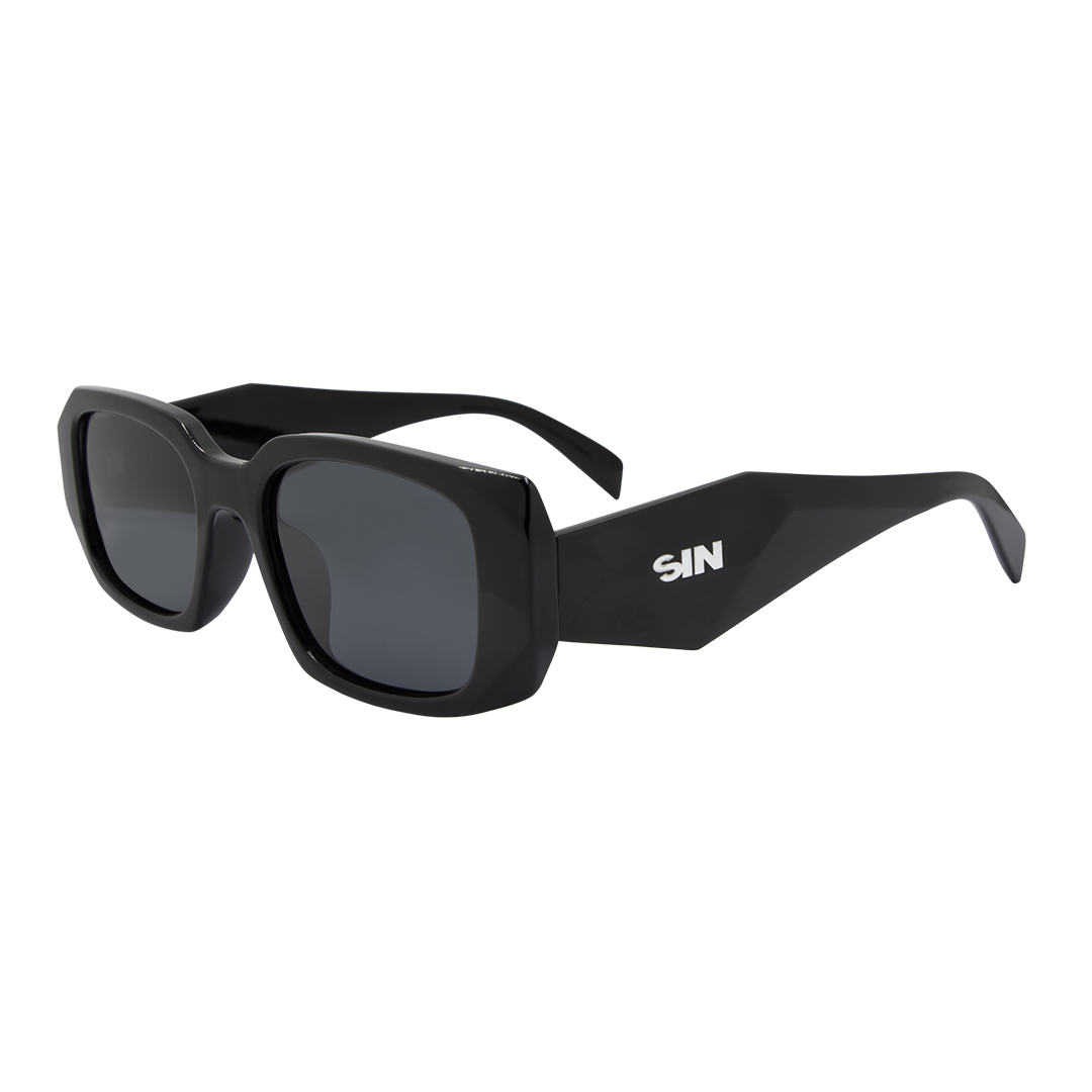 Sacrament Polarised Black Rectangle Sunglasses front left view