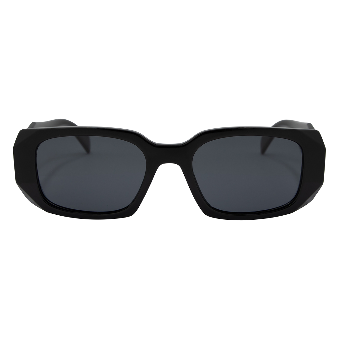 Sacrament Polarised Black Rectangle Sunglasses front view