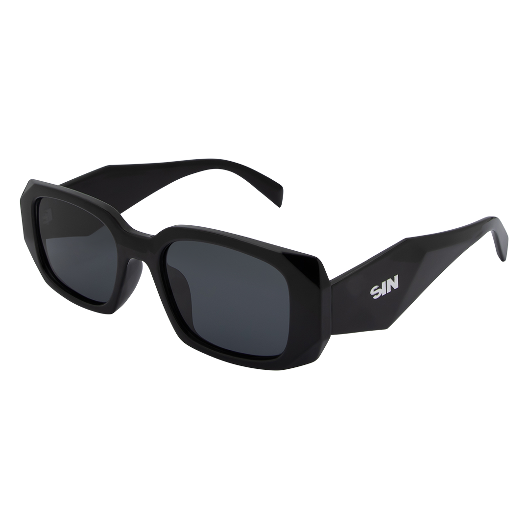Sacrament Polarised Black Rectangle Sunglasses made of recycled plastic