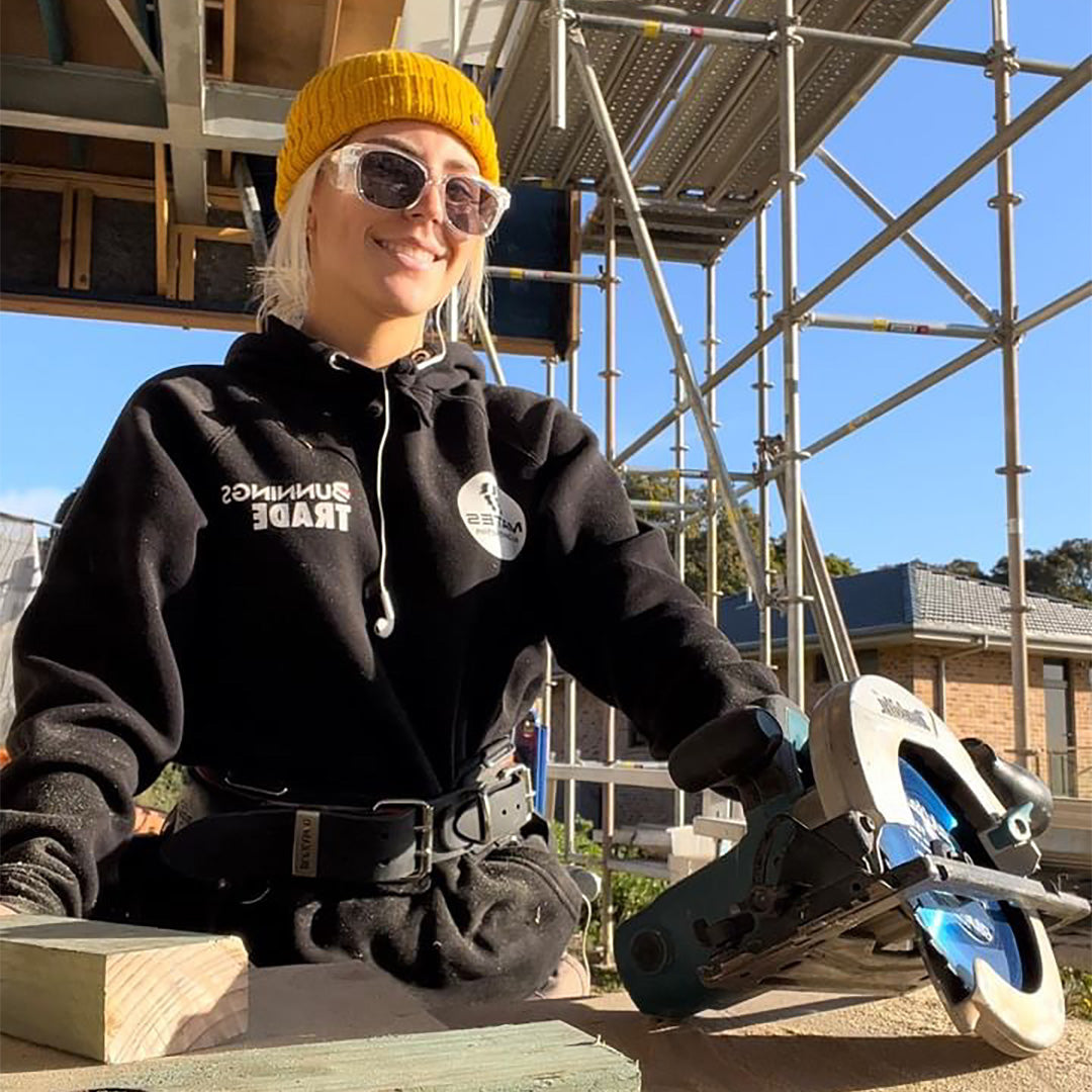 Safe & Sound Clear Wrap Around Safety Glasses Medium Impact Resistant side view on a female Tradie