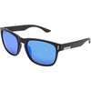 Spartan Black Rectangle Sunglasses made of recycled plastic and blue matte lenses