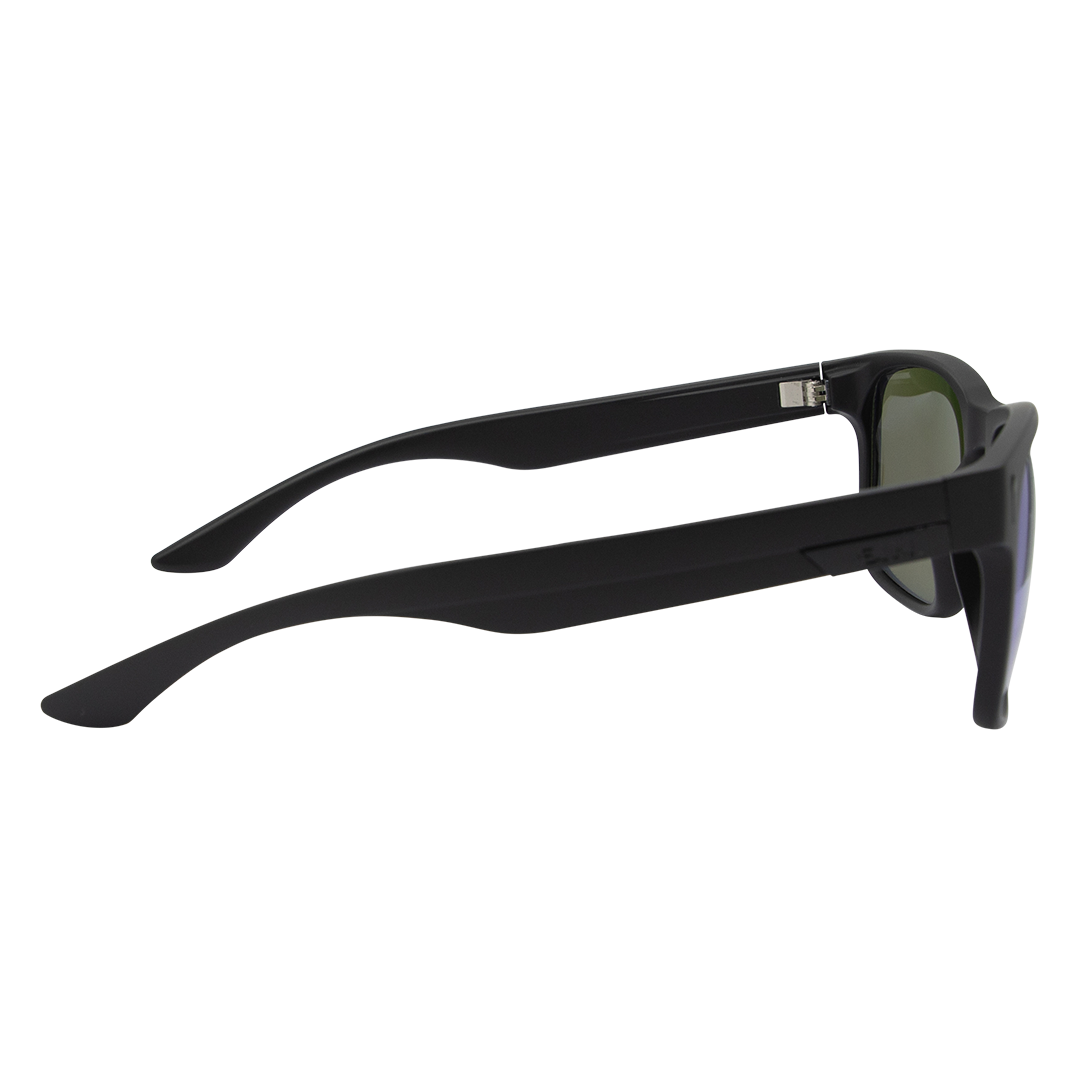 Spartan Polarised Rectangle Mirrored Sunglasses with Black Frame and Green Lens right view