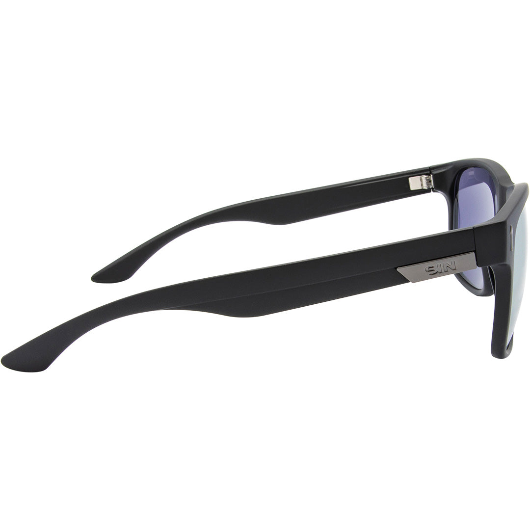 Spartan Recycled Rectangle Sunglasses with Black Frame and Gold Matte lens right view