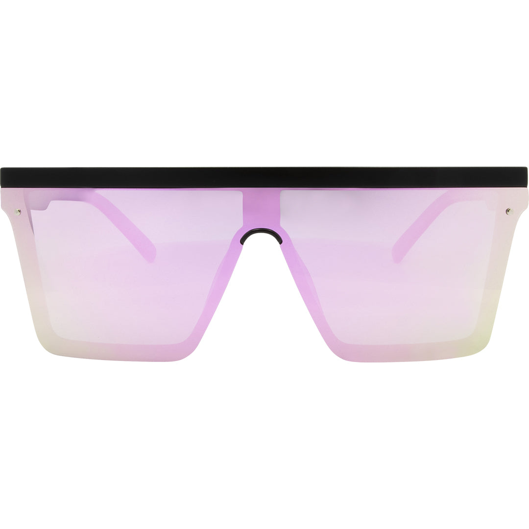 THE BAR Polarised Black Shield Square Pink Sunglasses front view