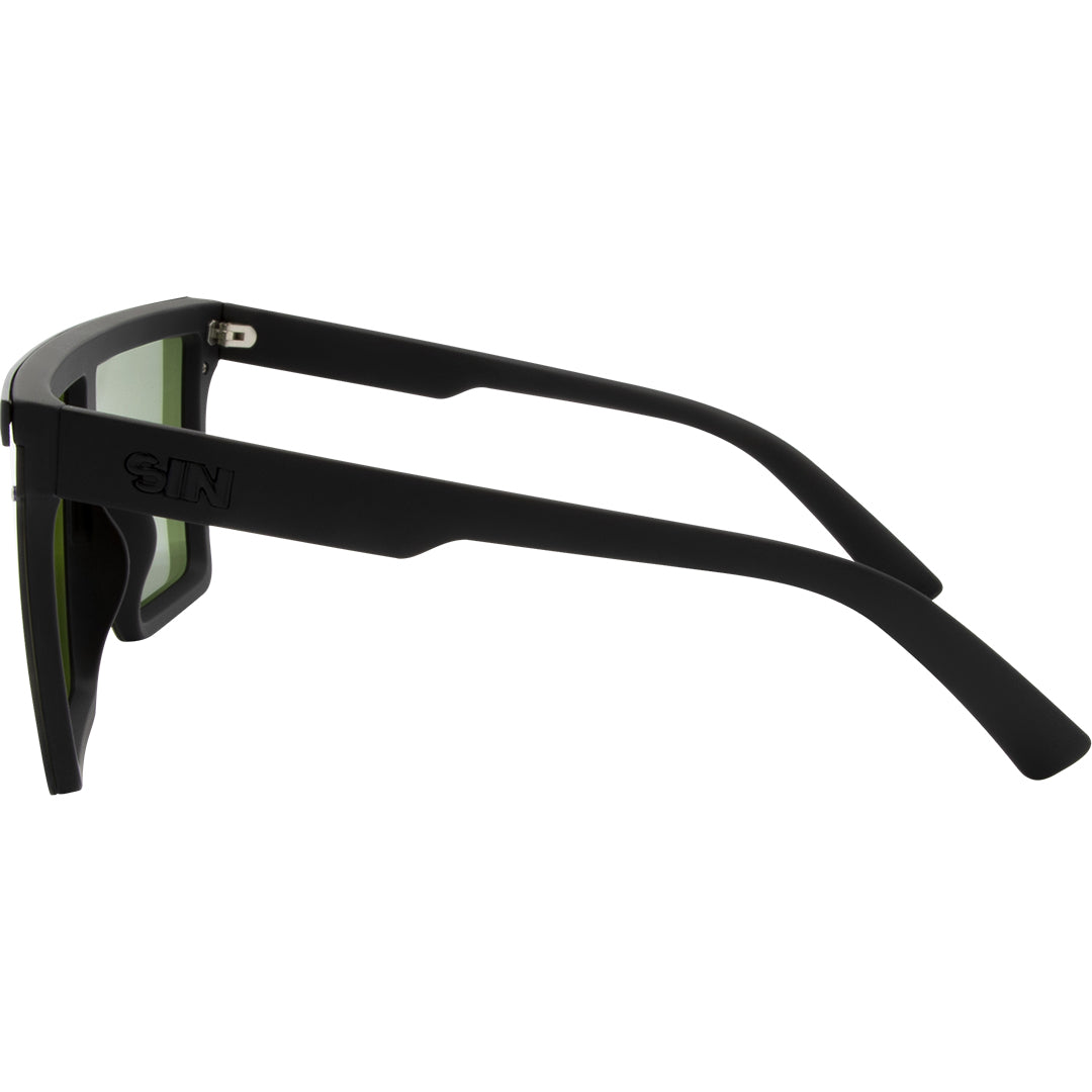 THE BAR Polarised Shield Square Blue Sunglasses with Black Frame left view