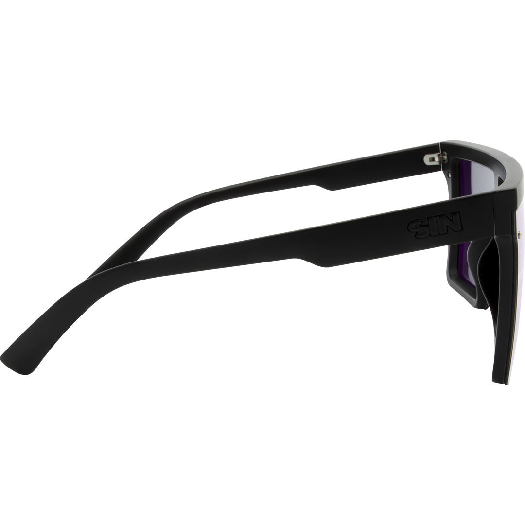THE BAR Polarised Shield Square Pink Sunglasses with Black Frame right view
