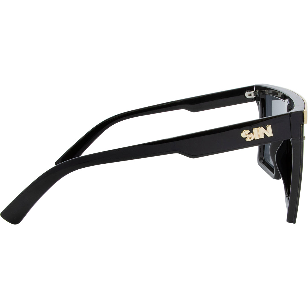 Black sunglasses with gold bar store