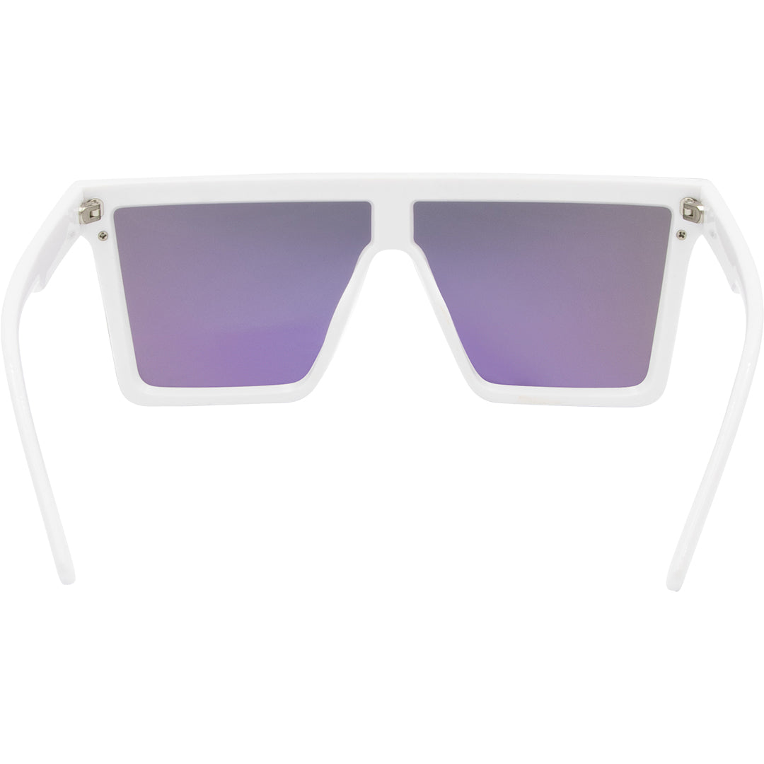THE BAR Polarised White Shield Square Green Sunglasses inside view