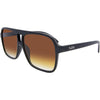 THE DUKE Aviator Sunglasses with Black Frame and Brown lens front left view