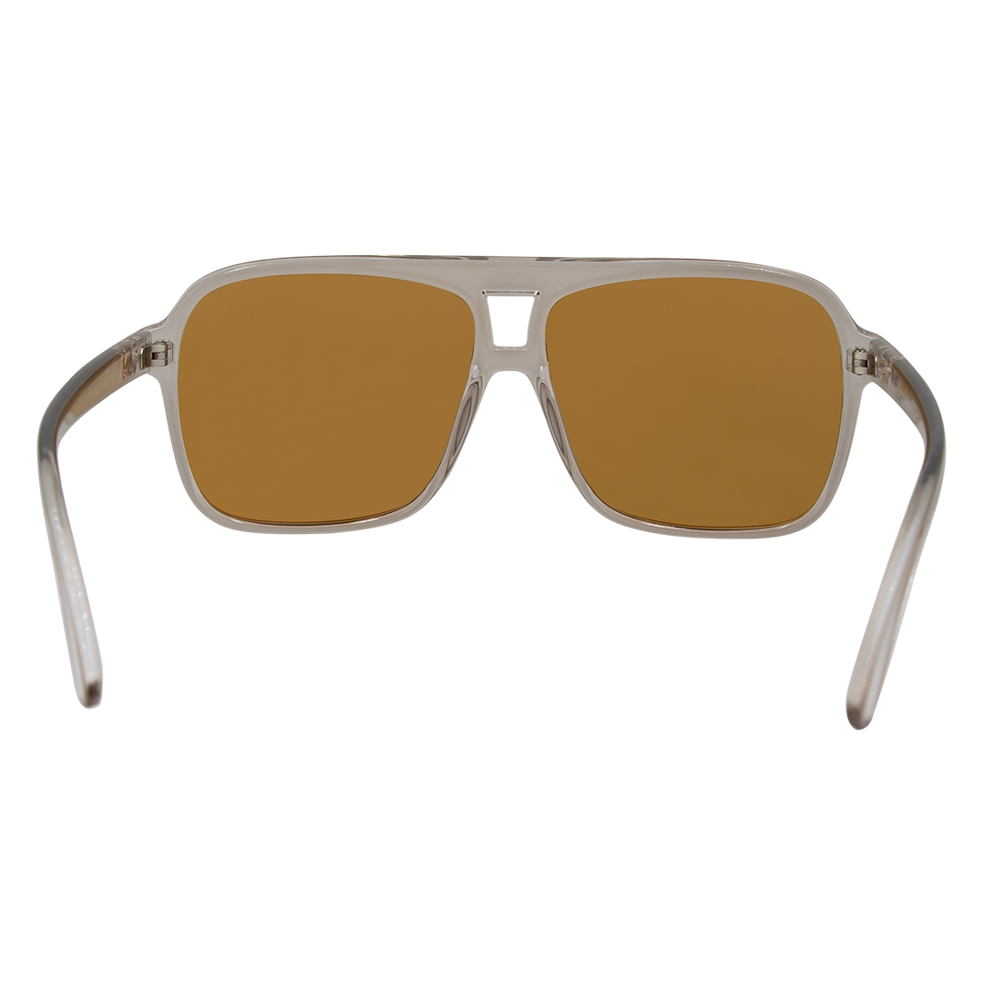 THE DUKE Aviator Sunglasses with Crystal Sand Frame and Brown lens inside view
