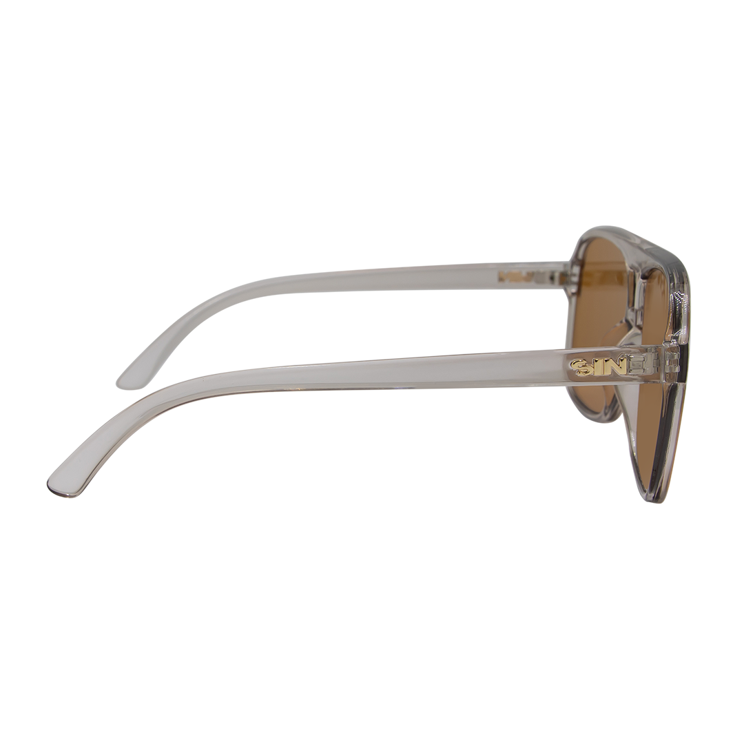 THE DUKE Aviator Sunglasses with Crystal Sand Frame and Brown lens right view