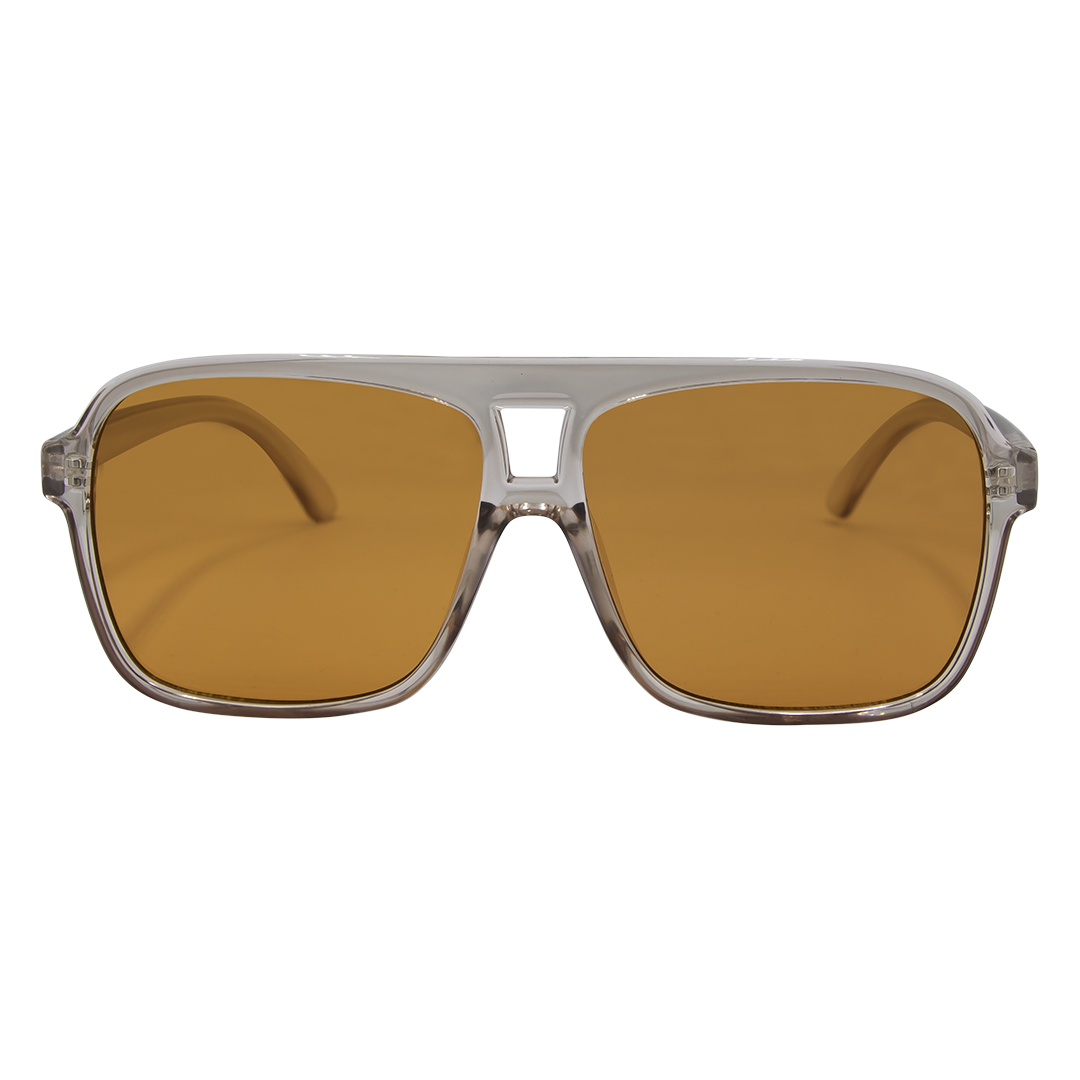 THE DUKE Crystal Brown Aviator Sunglasses front view