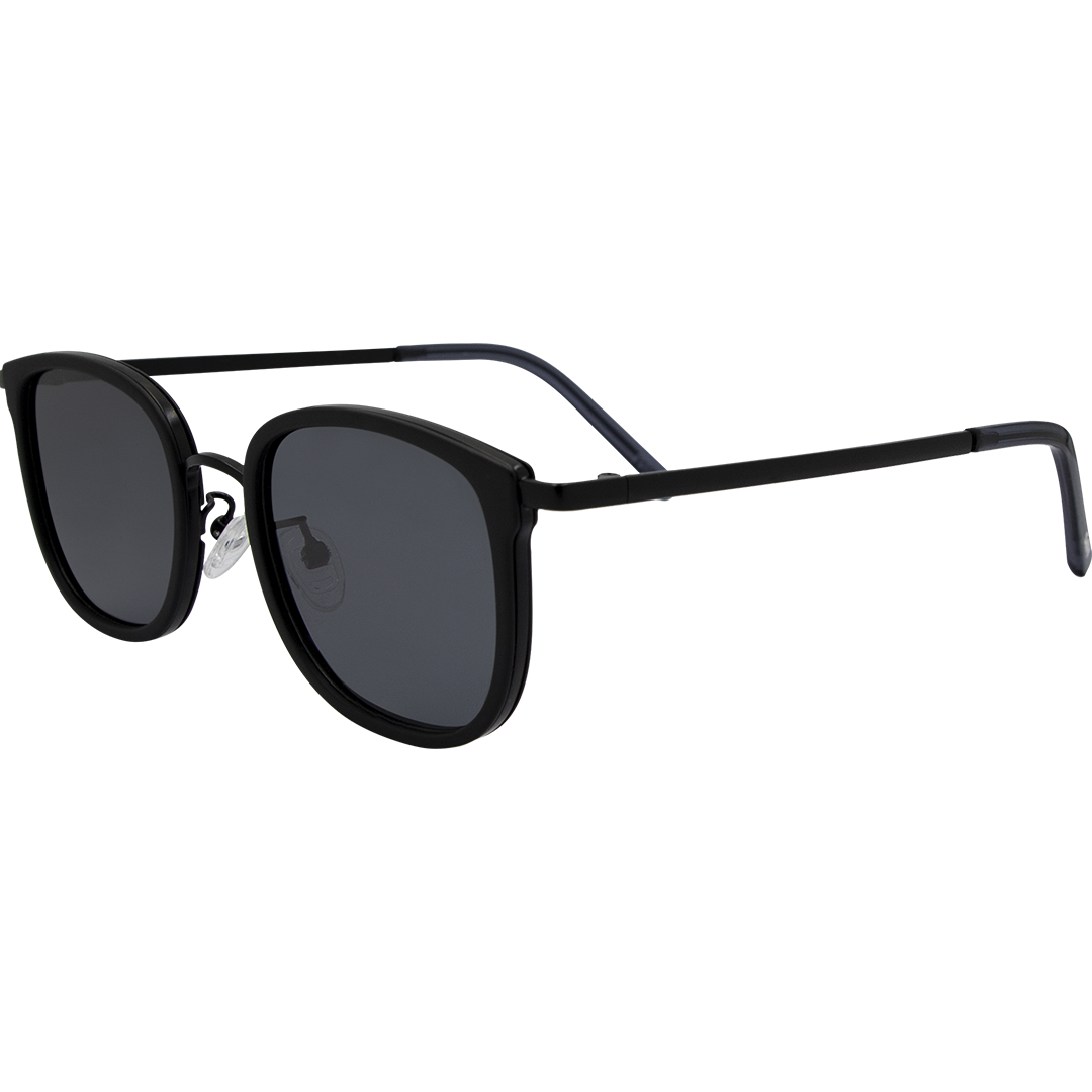 Tommy Polarised Round Sunglasses with Black Frame front left view