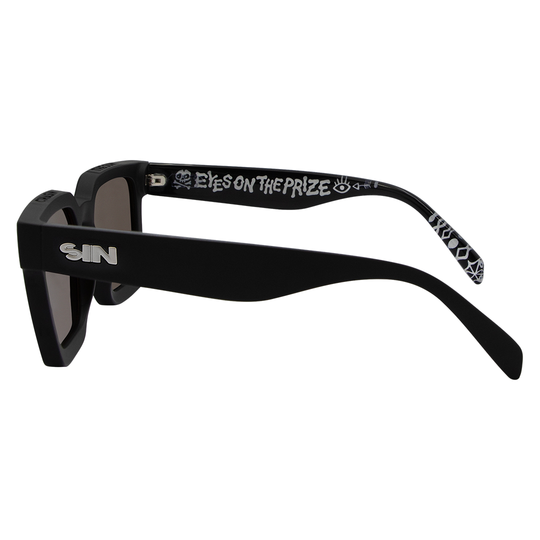 Topshelf Polarised Square Sunglasses with Black Frame & Brown Lens left view