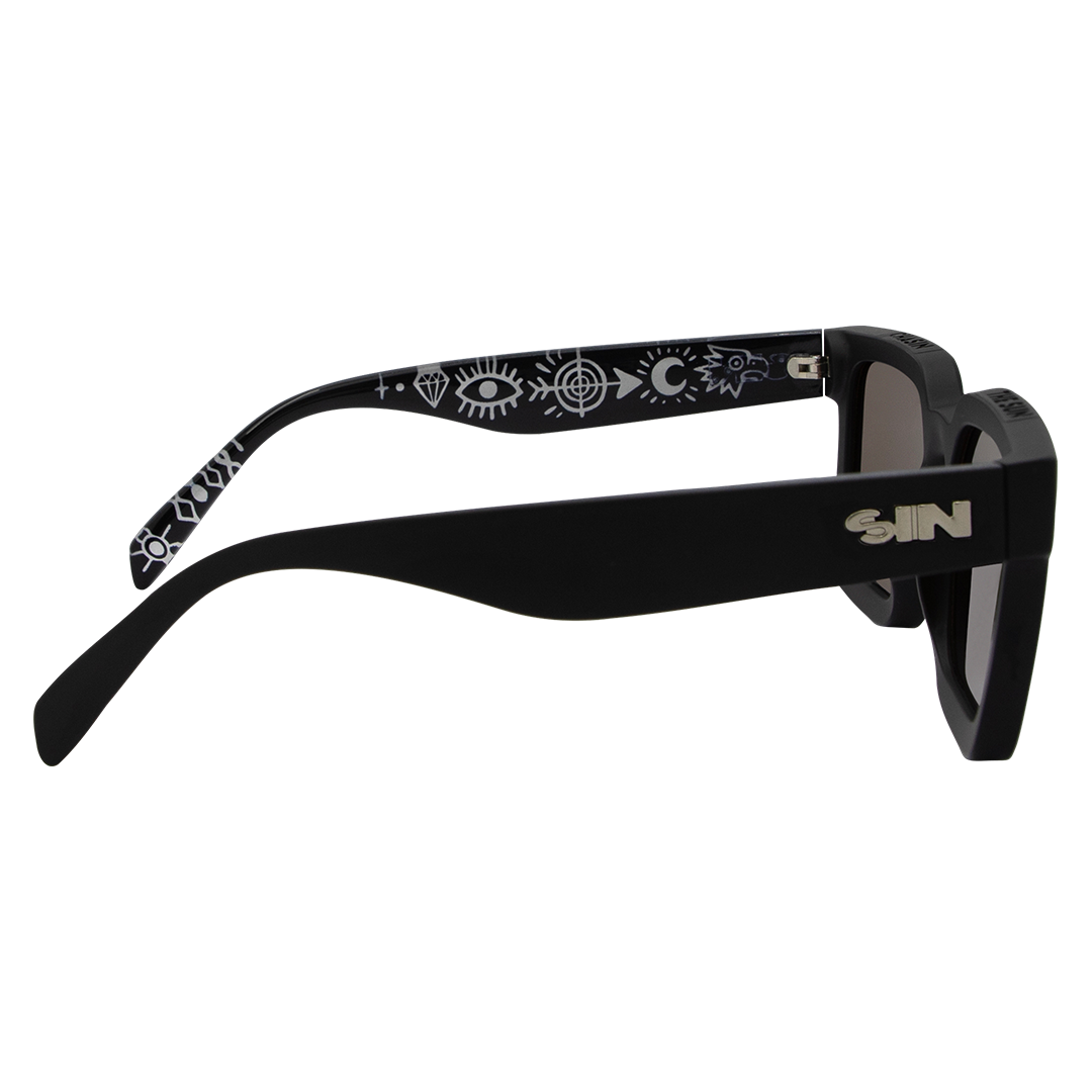 Topshelf Polarised Square Sunglasses with Black Frame & Brown Lens right view