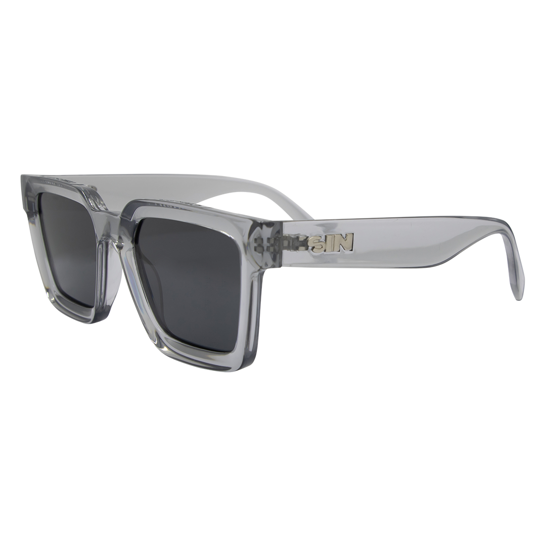 Topshelf Polarised Square Sunglasses with Grey Frame front left view