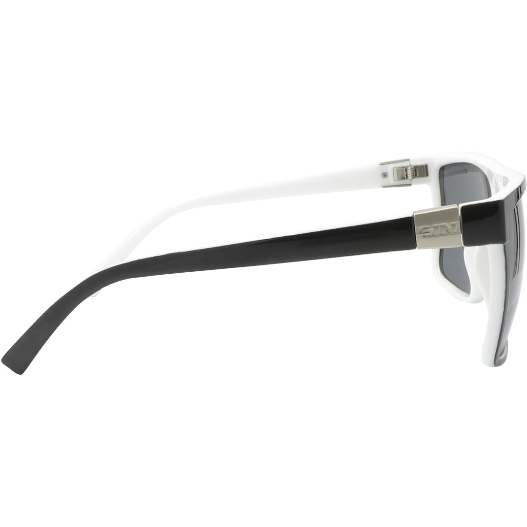 UNDERTOW Polarised Square Sunglasses with Black and White Frame right side view