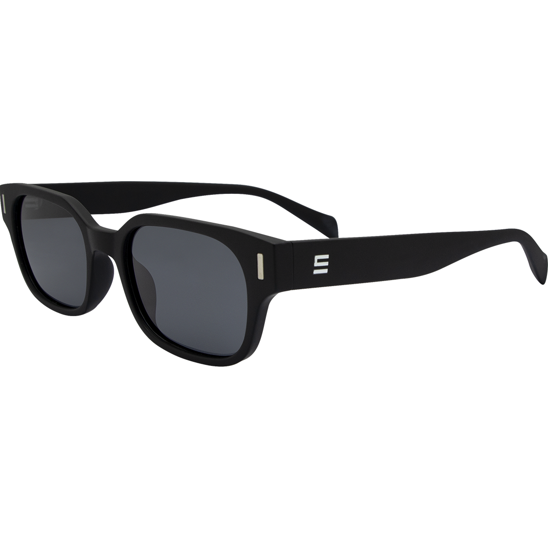 Valentine Polarised Black Rectangle Sunglasses front left view