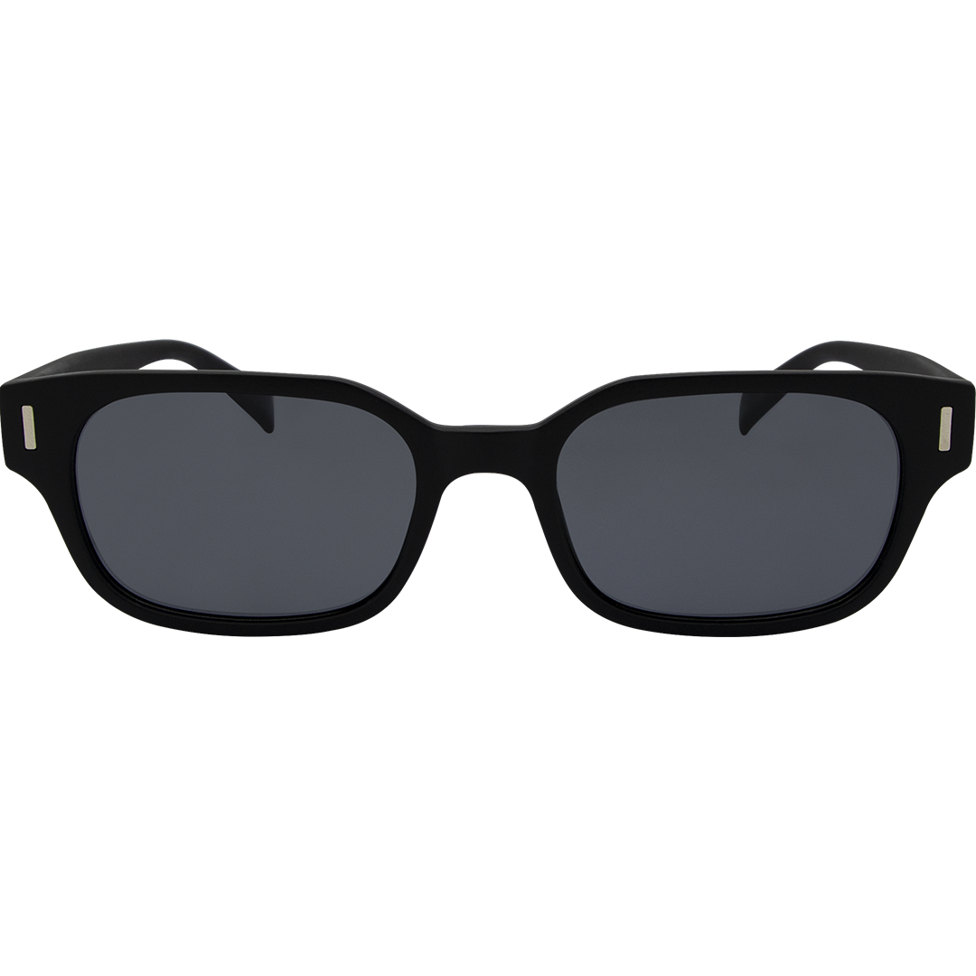 Valentine Polarised Black Rectangle Sunglasses front view