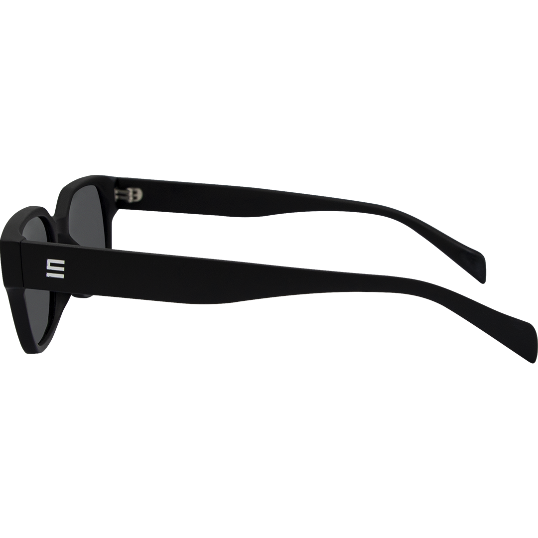Valentine Polarised Black Rectangle Sunglasses left view