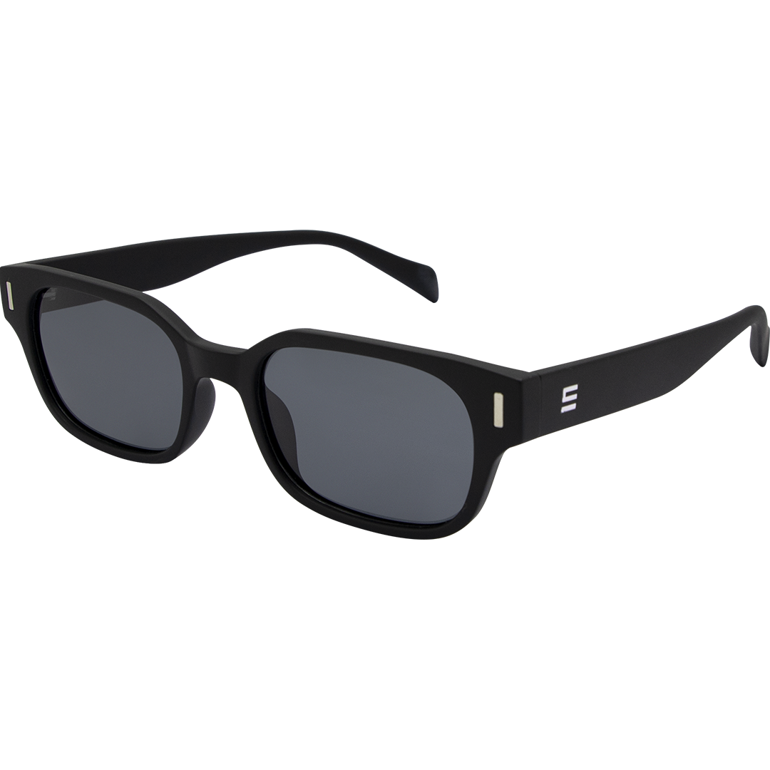 Valentine Polarised Black Rectangle Sunglasses made of recycled plastic