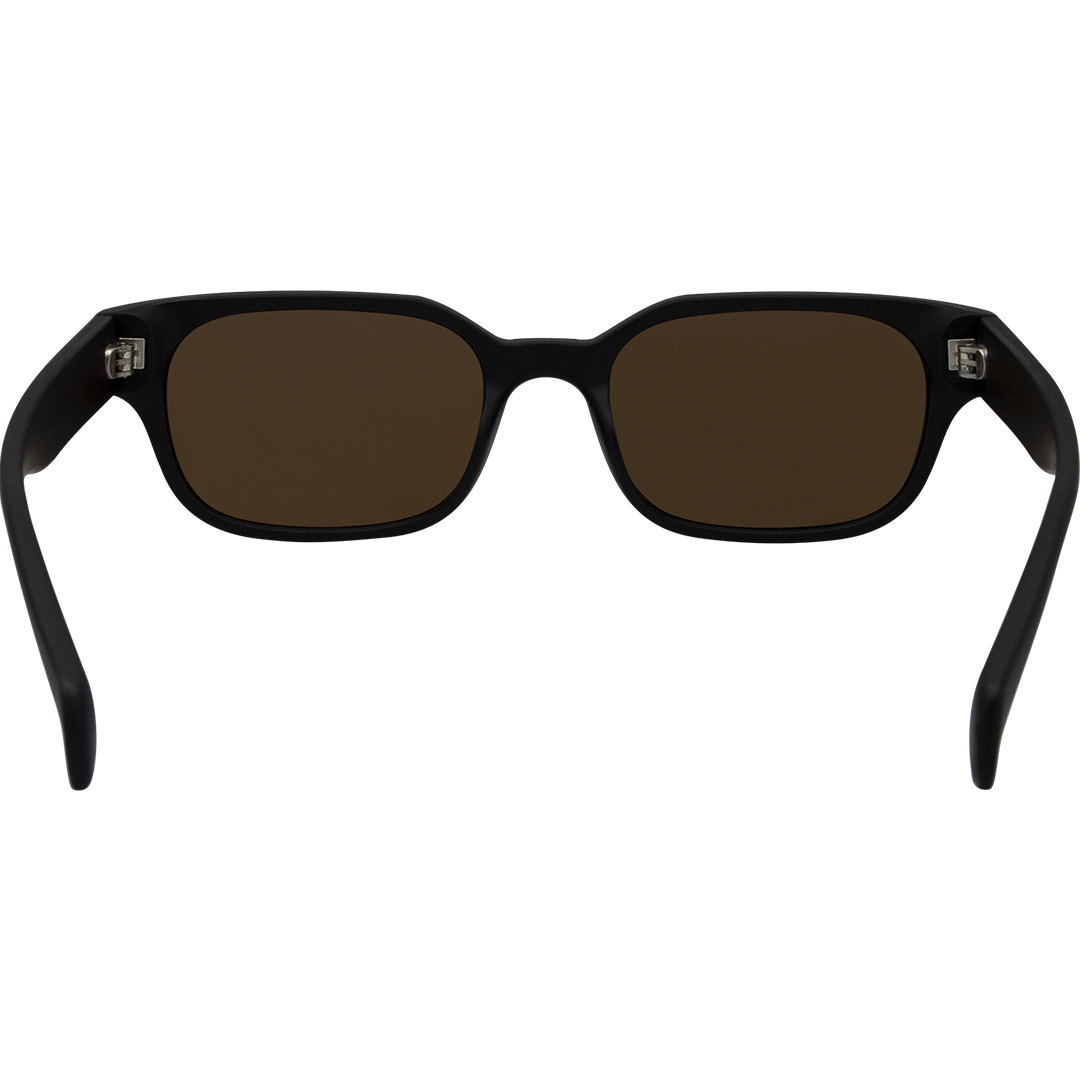 Valentine Polarised Black Rectangle Sunglasses with brown lens inside view