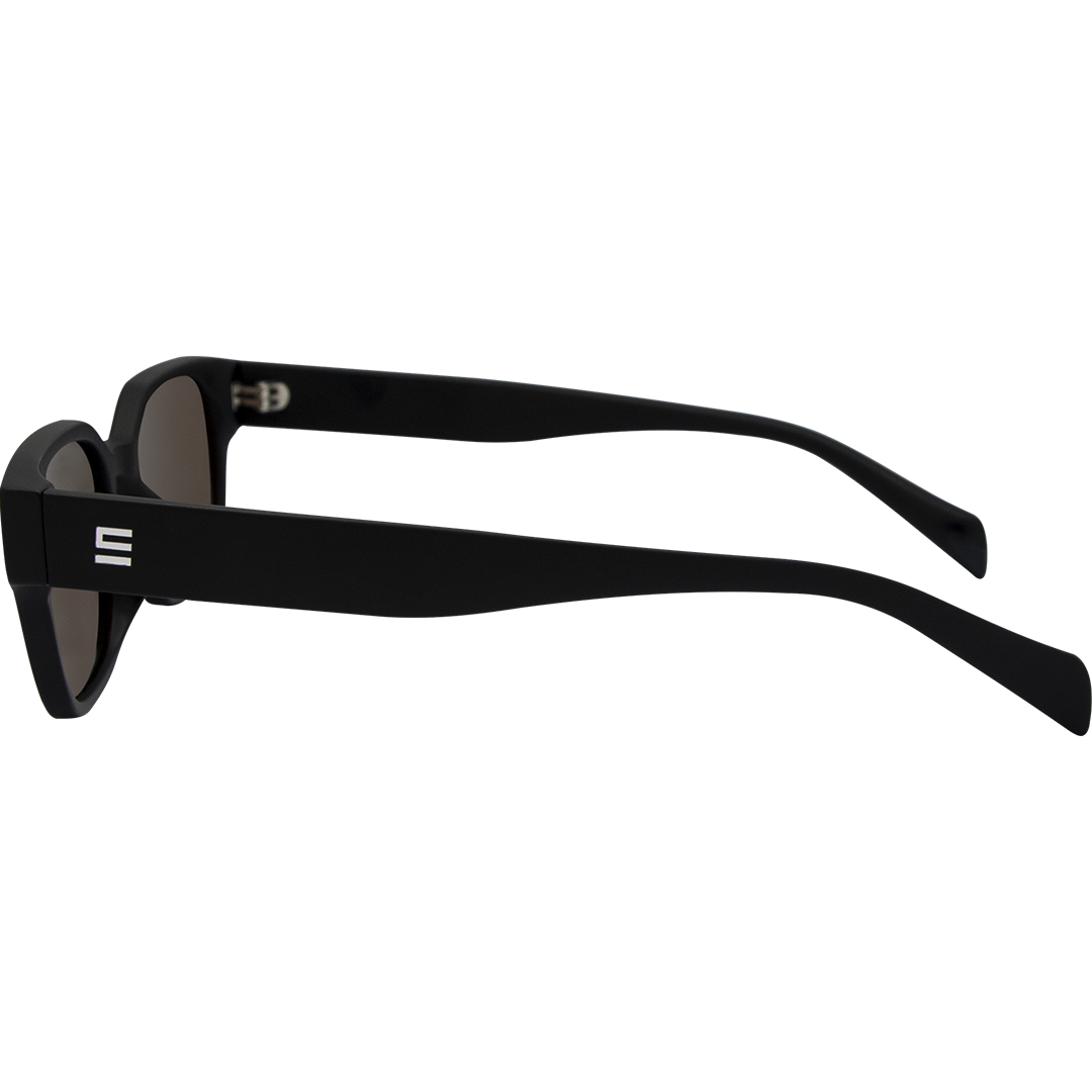 Valentine Polarised Black Rectangle Sunglasses with brown lens left view