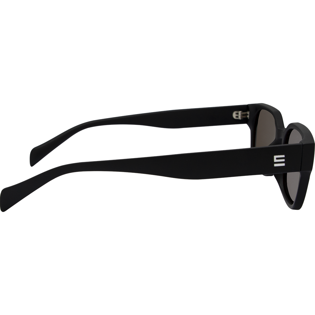 Valentine Polarised Black Rectangle Sunglasses with brown lens right view