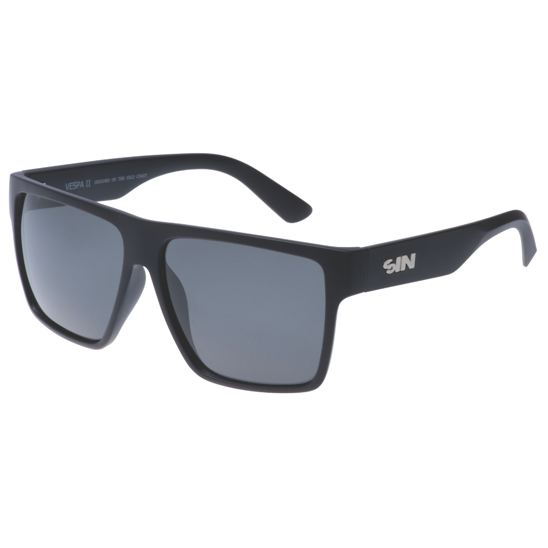 Vespa II Polarised Black Square Sunglasses