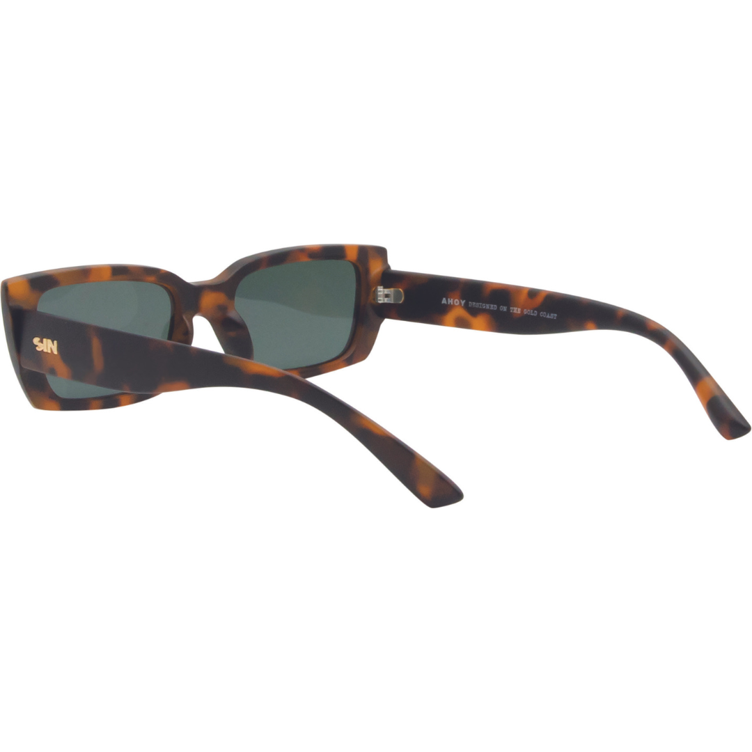 Ahoy Polarised Rectangle Sunglasses with Tort Frame left rear view