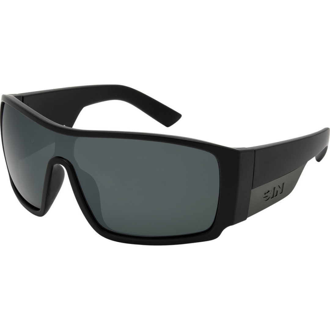Blaze Polarised Black Wrap Around Sunglasses made of recycled plastic
