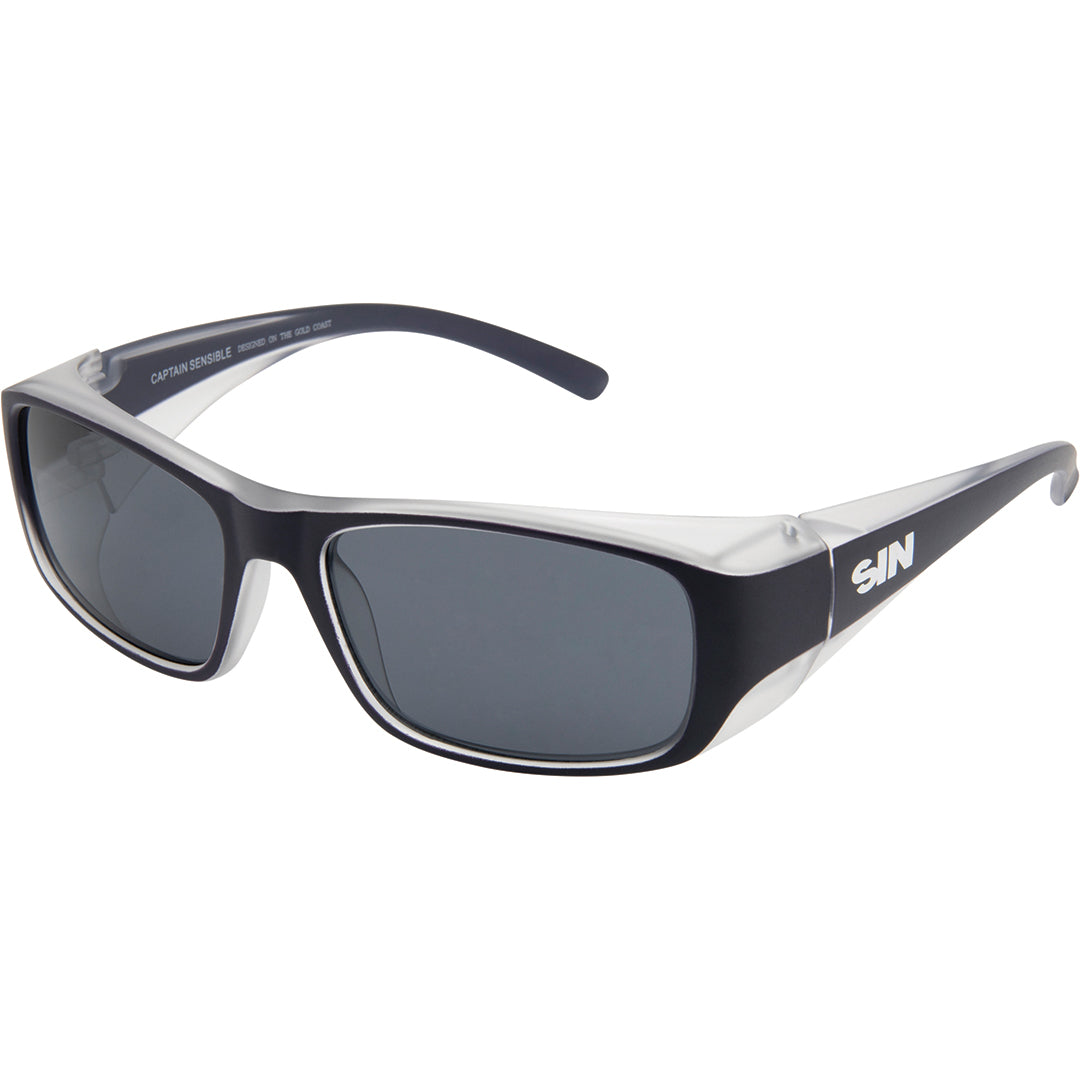 Captain Sensible Navy Wrap Around Safety Sunglasses Medium Impact Resistant