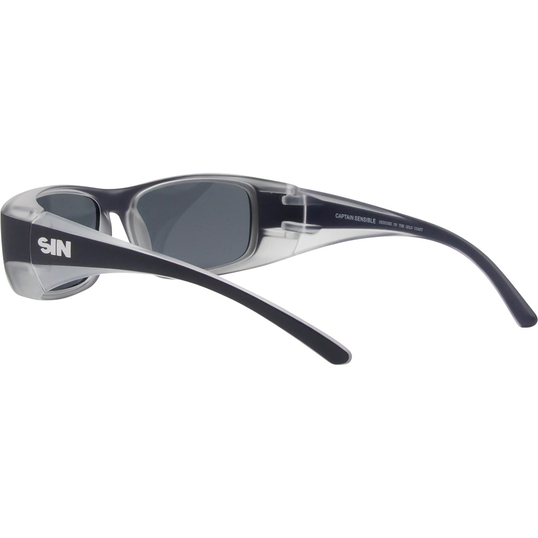 Captain Sensible Wrap Around Safety Sunglasses with Navy Frame rear left view