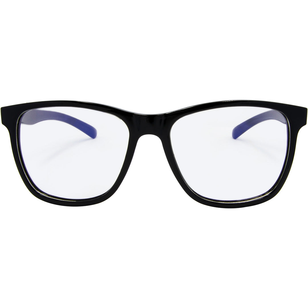 Game Changer Black Square Blue Light Glasses front view