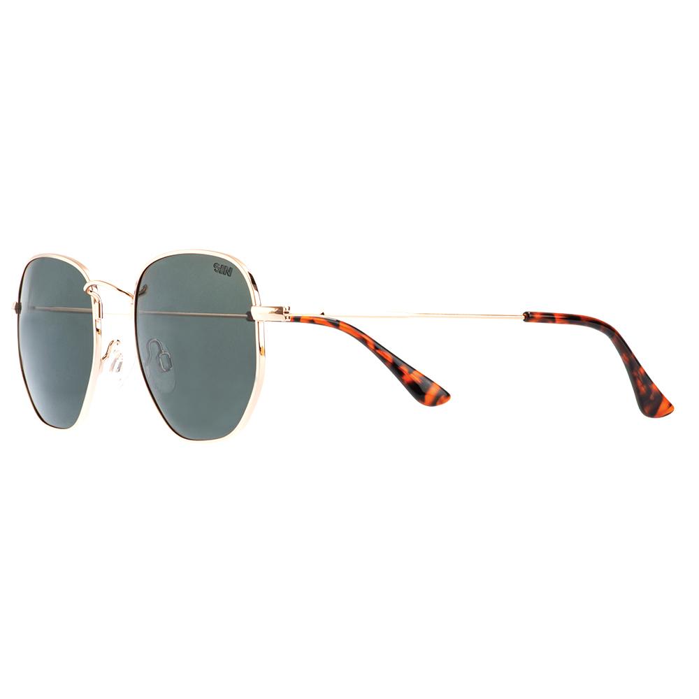 Gunner Polarised Aviator Sunglasses with Gold Frame left view