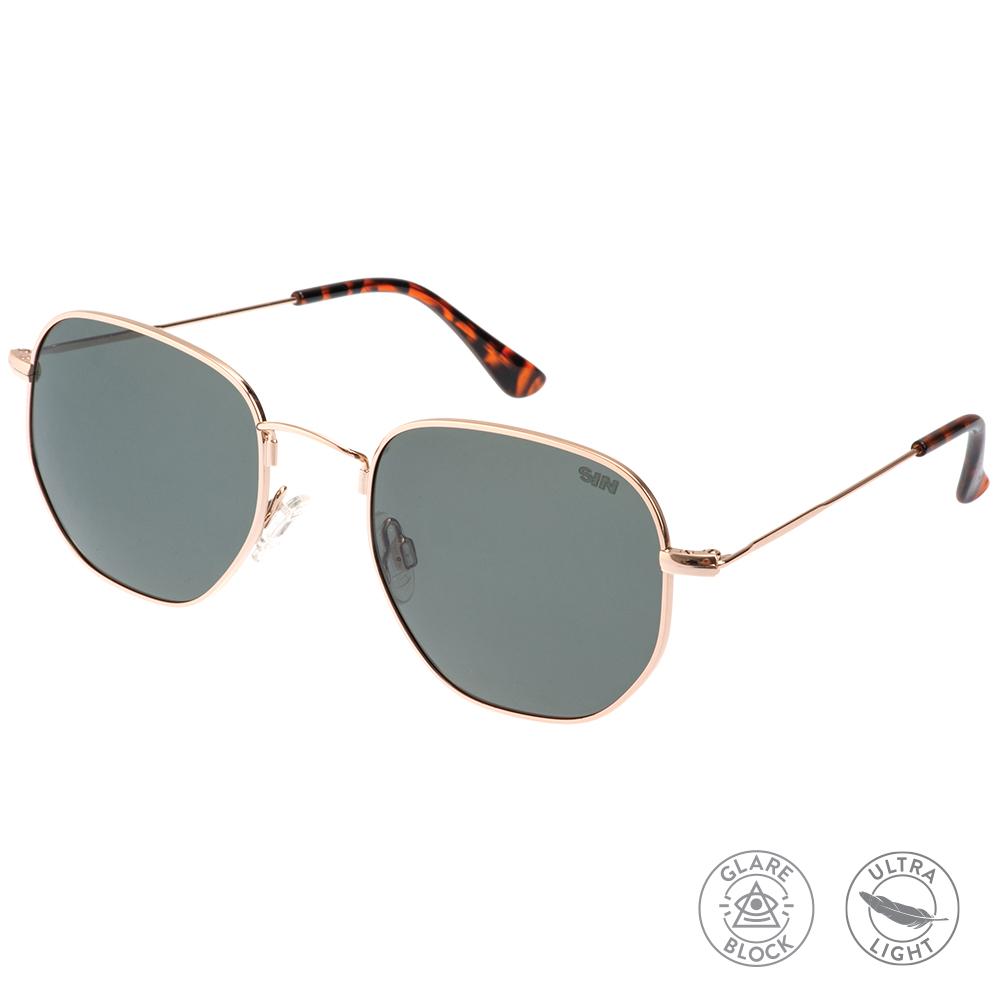 Gunner Polarised Gold Aviator Sunglasses front left view