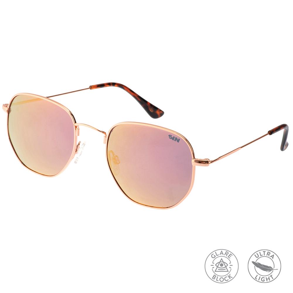 Gunner Polarised Rose Gold Aviator Sunglasses front left view