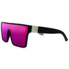 LOOSE CANNON Polarised Shield Square Sunglasses with Black Frame and Pink Mirrored Lens front left side view