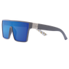 LOOSE CANNON Polarised Shield Square Sunglasses with Grey Frame and Blue Mirrored Lens front left view