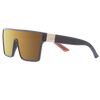 LOOSE CANNON Polarised Shield Square Sunglasses with Matt Black Frame and Gold Mirrored Lens front left side view