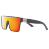 LOOSE CANNON Polarised Shield Square Sunglasses with Matt Black Frame and Red Mirrored Lens front left side view