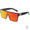 LOOSE CANNON Polarised Shield Square Sunglasses with Matt Black Frame and Red Mirrored Lens front left view